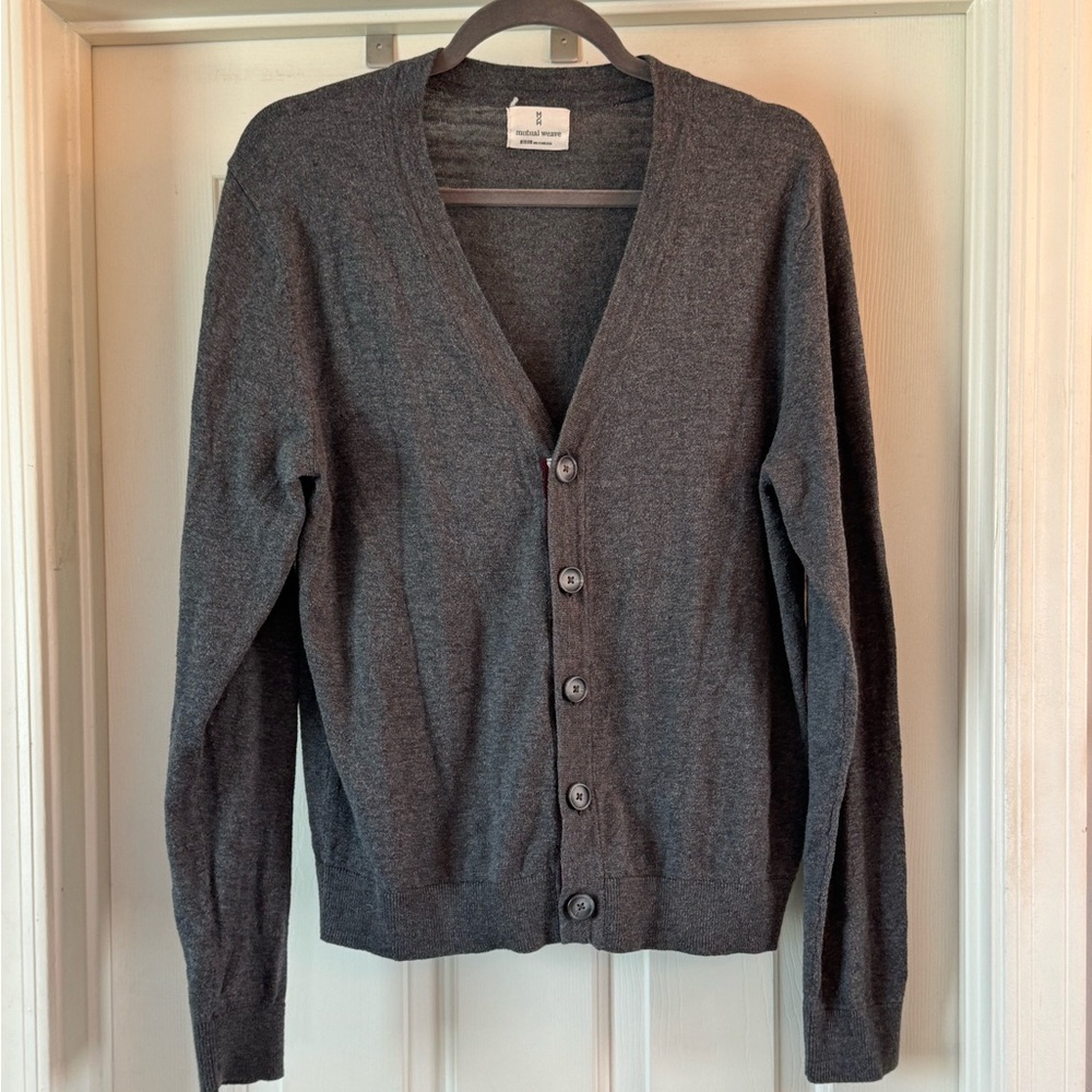 EUC Mutual Weave Men's Gray Cardigan Sweater